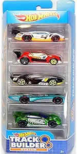 Hot Wheels Track Builder System Toy Car Set (Multicolor)-Pack of 5