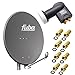 Produktbild Fuba DAL 800 A Digital Sat Schüssel Anthrazit 80cm Full HD 3D TV + LNB Quad 0,1 dB PremiumX PXQS-SE Quattro Switch zum Direktanschluss von 4 Teilnehmern Digital HDTV FullHD 3D tauglich + 8x F-Stecker 7mm vergoldet