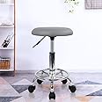 CRAFTSPEN - Swivel Rolling Stool with Footrest Height 18 to 22 inches Adjustable PU Leather Doctor Salon Vanity Spa Massage Office Stool Chair Small (Grey) 1pc