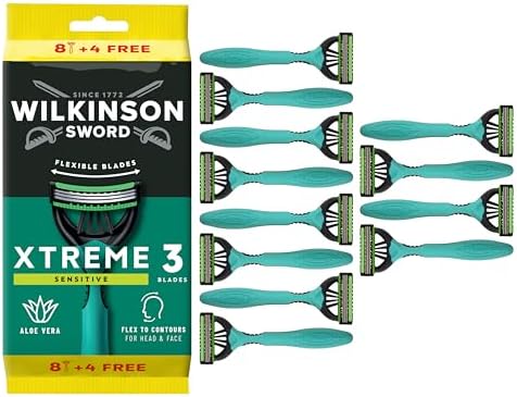 Wilkinson Sword Xtreme 3 Sensitive- confezione da 8+4 rasoi usa e getta da uomo