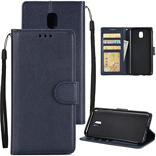 Samsung Galaxy J730/J7 2017 Wallet Leather Case Cover -MOONESS(TM) Embossing Fashion Floral Countryside PU Leather Magnetic Flip Cover Card Holders &amp; Hand Strap Case(Darkblue)