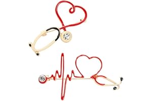 Luxylei Médecine médicale Broche Broches 2pcs Stéthoscope Électrocardiogramme Broches en Forme De Coeur Infirmière Médecin Sac À Dos Revers Bijoux