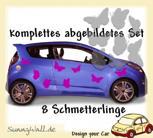 Sunnywall Auto Adhesivo - Butterflies - Mariposas en 8 Unidades para Auto