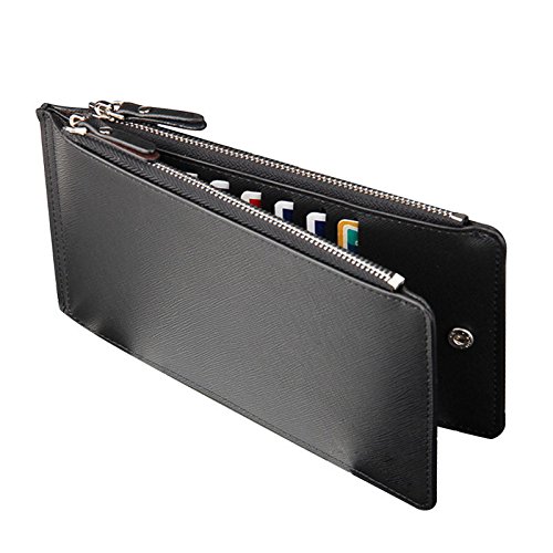 Merssavo Herren Geldbörse PU-Leder lange Brieftasche schwarz