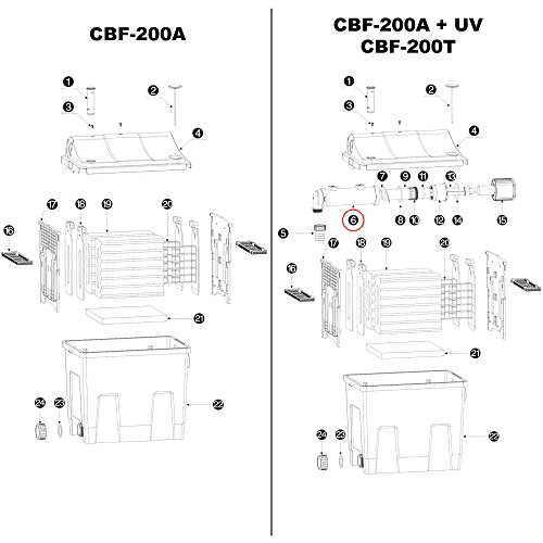 Ersatzteil für SunSun Bio Teichfilter CBF-200T CBF-200U Gehäuse für UV Lampe - 2
