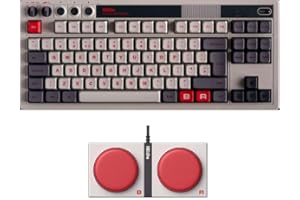8Bitdo Retro Mechanical Keyboard, Bluetooth/2.4G/USB-C Hot Swappable Gaming Keyboard with 87 Keys, Dual Super Buttons and Super Stick for Windows and Android - ISO UK Layout - N Edition