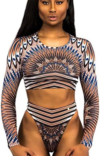 Morwind&amp;#x2122; Womens Bikini Set, Sexy Women Long Sleeve Print Bikini Swimsuit Set Surfing Hipster Bikini Swimwear (Yellow, M)