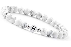 GD GOOD.designs EST. 2015 Perlenarmband Buchstabe I Partner Armband weiß mit echten Howlith Perlen I Geschenk für Couple I Personalisiertes Partnerarmband