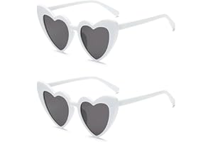YAMEIZE Occhiali da Sole Vintage '70 con Love Heart - per Donna Uomo a Cuore Forma di Cuore Colorato con Protezione UV400 Occhiali per Party Shopping all'aperto
