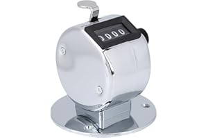 ‎BUACHOIS 4 Stelliger Handzähler Zähler, Metall Zähler Klicker Counter, 0 an 9999 Rückstellbarer Mechanischer Manuelle Zählwerk Hubzähler Schrittzähler mit Base Reihenzähler für Personenzähler, Coaching, Golf