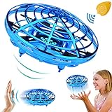 TURNMEON Mini UFO Drones pour Enfants Débutant RC Hélicoptères Quadcopter Drone de Poche Mouvement Main contrôlée Drone Flying Jouets avec Lumière LED Cadeaux pour Enfants Adultes (Bleu)