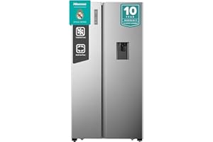 Hisense HS91518D, 670 Litres Side by Side Refrigerator with Water Dispenser, Inverter Compressor, No Frost Technology, Silver