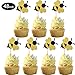 Produktbild Chinco 48 Stücke Biene Cupcake Topper Funkeln Cupcake Picks Biene Cupcake Obst Dekorationen für Geschlecht Verraten Baby Dusche Geburtstag Party Vorräte