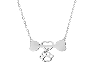 Only faith Collar de gatos para mujer Acero Inoxidable huellas patas mascota. Con caja de regalo. Regalo para amantes de mascotas Perro y Gatos