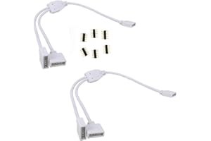 HUABLUE 2pcs/Pack Weiß 5Pin LED Splitter Kabel Y Splitter Verteiler Kabel LED Stripe Verbinder für Eine zu Zwei SMD 5050 3528 RGBW LED Streifen (30cm)
