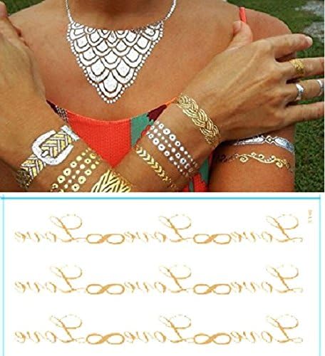 Model 4 - Flash Tattoo Metal Gold Gold Stickers Temporary Body Stickers Bijoux Bracelets - Metal Tattoo Sticker Sheet - Metallic Metallic