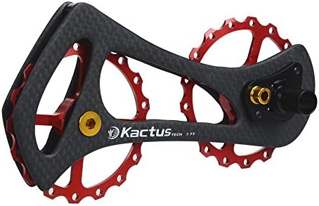 Valorcielo 17T Road Bike Bicycle Carbon Fiber Rear Derailleurs Deep Tooth Ceramic Bearing Jockey Pulley Wheel Set for Shimano 6800 6870 9000 9070 Ultegra Dura Ace (Red)