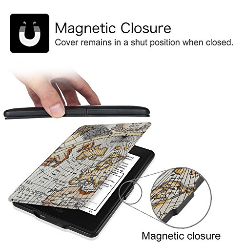 Fintie Kindle Paperwhite Hülle – Die dünnste und leichteste Smartshell Case Schutzhülle Tasche mit auto Sleep / Wake für den neuen Kindle Paperwhite 2016 (mit 300 ppi-Display, 6 Zoll, und integrierter Beleuchtung) und alle Modelle von 2012, 2013, 2014, 2015, Landkarte Design - 5