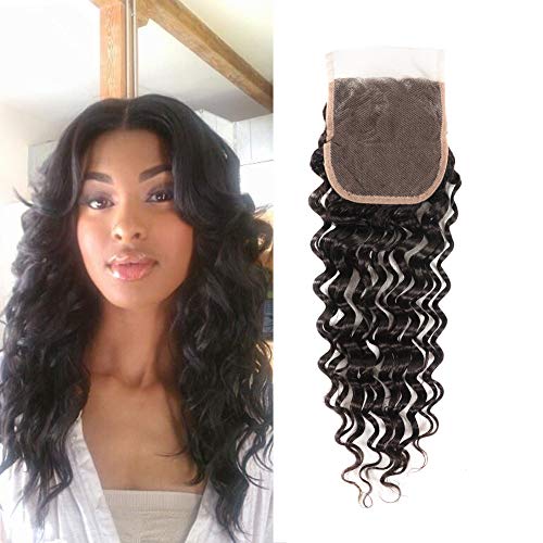 Huarisi Brazilian Human Hair 12 Inch Closure Deep Wave Single Top Closure Free Part Unprocessed Virgin Hair With Deep Curls Baby Hair