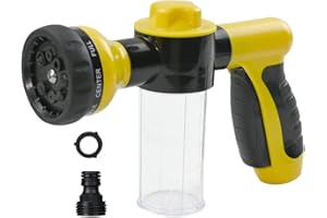 ARMO HOME Armo® Multifunctional Garden Hose Sprayer Spray Gun with 8 Adjustable Mode Built in Soap Dispenser for Car Washing, Gardening, Lawn, Plants, Pets (Yellow)