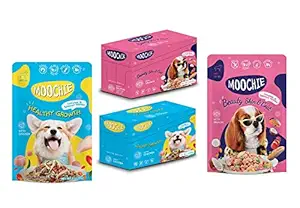 Moochie Puppy Wet Food Healthy Growth Formula Chicken, Carrot, Goji Berries and Brown Rice 85 g. (12 Pouch) & Beauty Skin & Coat Formula Salmon, Carrot, Sweet Potato and Green Peas, 85 g. (12 Pouch)