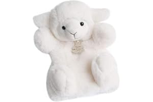 HISTOIRE D'OURS - Peluche Marionnette à Main Agneau - Blanc 25cm - Doudou Peluche pour Enfants - Développe Créativité et Imagination - Cadeau Naissance Bébé Fille Garçon - HO2597