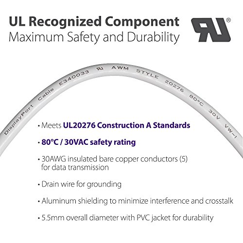 Fosmon (1,8m) Mini Displayport Kabel (Mini DP/mDP) | UL Zertifiziert | vergoldete Kontakte | 4K Resolution Bereit für PC & MAC / MAC, MacBook Pro, MacBookAir, Lenovo, uvm - 4