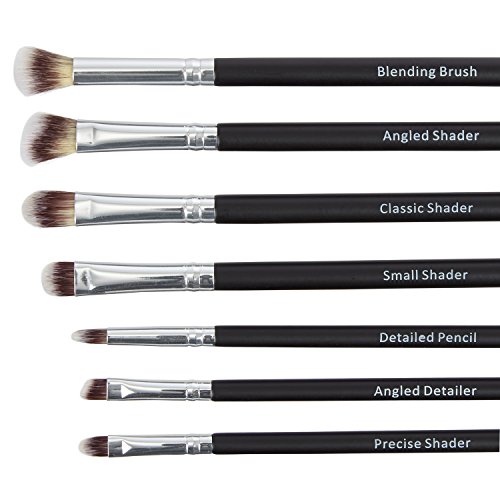 TROP 7-teiliges Make-Up Pinselset zum Auftragen von Lidschatten mit extraweichen, veganen Pinselborsten – Angled Shader / Blending Brush / Classic Shader / Small Shader / Detailed Pencil / Precise Shader / Angled Detailer / Schmink-Pinsel / Gesichtspinsel / Beauty-Pinsel – Mit 2 Jahren Geld-zurück-Garantie - 4