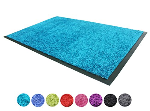 Schmutzfangmatte CLEAN – türkis, 40x60cm ✓ Waschbar ✓ Rutschfest ✓ Pflegeleichte Fußmatte im Eingangsbereich | Fußabtreter, Fußabstreifer für Außenbereich | Fußmatte, Schmutzmatte draußen vor Haustür | Eingangsmatte, Türvorleger für Innen & Außen