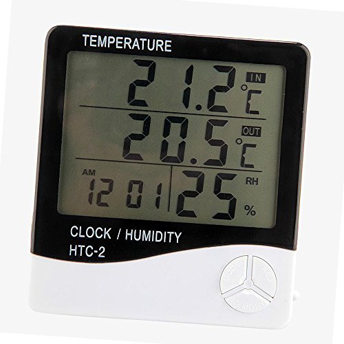 Gazechimp Digital LCD Thermometer Hygrometer Clock Uhr für Haus Reptile