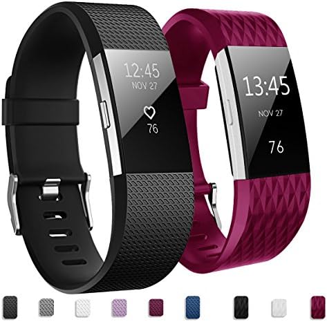 KUTOP Fitbit Charge 2 Strap, Soft TPU Sport Bands Adjustable Replacement Bracelets Fitness Watchband Accessories for Fitbit Charge 2 Heart Rate Wrist Band