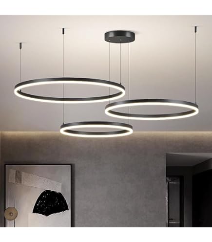 Kronleuchter Pendelleuchte – 60 Cm, Schwarz, LED, Verstellbar Für Wohnzimmer & Küche