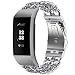 Produktbild Für Fitbit Charge 3 Armband,Colorful Luxus Edelstahl Straps Doppelreihe Ersatzband Uhrenarmband Metall Wristband Zubehör für Fitbit Charge 3 Smartwatch, Silber