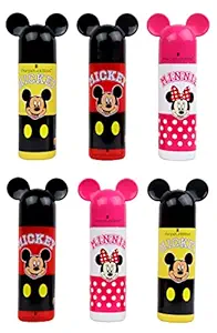 perpetual bliss fancy attractive mickey mouse shape pencil box with stationary kit for kids / birthday return gifts (dimension)cm 9x5x20 (Plastic,pack of 6)-Multi color