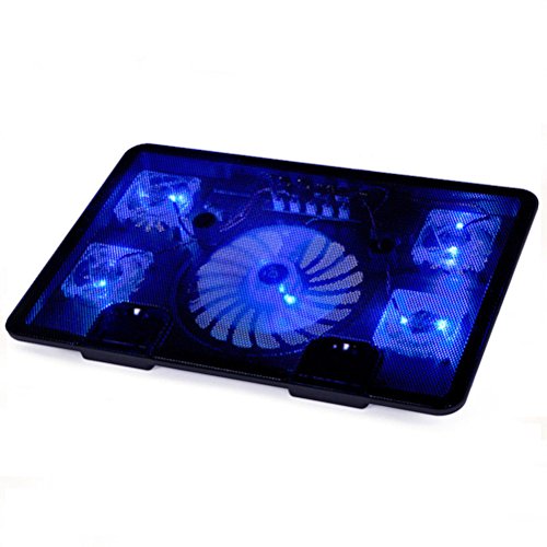 LEDMOMO Cooling Pad für 14-15,6 Zoll Laptops Cooler Pad Chill Mat mit 5 ruhigen Fans Starke Windgeschwindigkeit für das Spielen von Spielen und Office (Black)