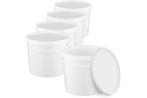 BenBow Seau de Rangement en Plastique - 10 l - Blanc - 5 x 10 l - Convient à Un Usage Alimentaire, Robuste, hermétique, Anti-Fuite, sans Odeur - Seau de Rangement en Plastique avec Anse - Lee