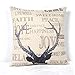 Vanki animal Series Cotton Linen Square Decorative Throw Pillow Case Cushion Cover 18X 18 inches, fashion deer wear a scarf