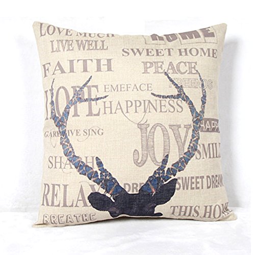 Vanki animal Series Cotton Linen Square Decorative Throw Pillow Case Cushion Cover 18X 18 inches, fashion deer wear a scarf