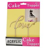 ROSENICE Love Hochzeitstorte Topper für Hochzeitsdekorationen (Holz Farbe) - 6