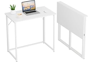 Dripex Mesa Escritorio Plegable, Compacto, Estable y Fácil de Montar, Mesa Pequeña Ordenador para Casa Oficina y Cualquier Poco Espacio, Color Blanco, 80 x 46 x 74cm