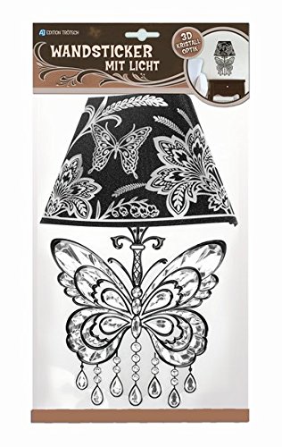 Preisvergleich Produktbild Wandsticker mit Licht "Schmetterling Kristall": Mit Glitzer-Lampenschirm
