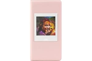 MUZIRI KINOKOO Mini Photo Album PVC Leather Wallet Album Compatible with Fuji Instax Square SQ1 SQ20 SQ10 SQ6 Fuji Camera Share SP-3 Pictures Holder 64 Pockets (Pink)