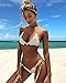 Produktbild Damen Sexy Split Badeanzug Swimwear Bikini Push Up Neckholder Strand Bademode Swimsuit Beachwer High Waist Hohe Taille Shorts Oberteil Tops und Bottoms Set L