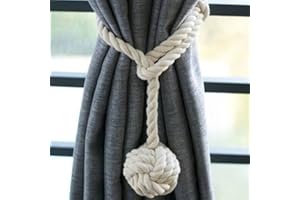 ZoZoMaiy Para ręcznie robionych spinek do zasłon, wiązanie z tyłu z pojedynczą kulką, akcesoria do zasłon do dekoracji okien w domu, biurze, beżowe