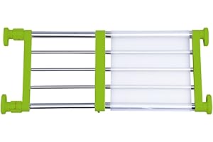 Hershii, scaffale in tensione con aste estensibili in metallo, fai da te, per organizzare, dividere e separare, per armadio, credenza della cucina e bagno, Green, 40-60cm/15.74-23.62inches