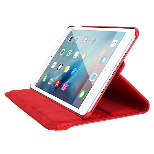 WindTeco Neu iPad 9.7 Zoll 2017 / iPad Air 2 / iPad Air Hülle – 360 Grad Rotierende Stand Smart Cover Case Schutzhülle Tasche Etui mit Auto Schlaf / Wach Funktion für Apple New iPad 9.7 inch 2017 Modell / iPad Air 2 2014 Modell / iPad Air 2013 Modell Tablet, Rot - 4
