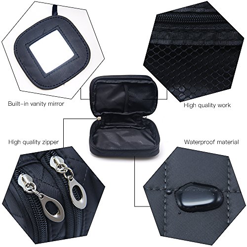 Multifunktional 2 Schicht Make Up Tasche schwarz Kosmetik Make-up-Pinsel Organizer mit Tragegriff für Reisen & Home - 4