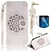Produktbild für Huawei P8 Lite (Huawei P8 Mini) Dual SIM Schuztcover aus Kunstleder und Textil Sunroyal Klapp Wallet Stand BRIEFTASCHE SCHUTZHÜLLE Leder PU Buch Stil Dünn TPU Back Rückseite Zurück für Huawei P8 Lite Dual SIM Schuztcover aus Kunstleder und Textil Auto Aufwachen Schlaf Bumper mit Strap/Hängende Halter Falten, Kartenfächer + 1x Diamant Kristall Bling Strass Rhinestone Diamant Anti Staub Schutz Stecker Stöpsel + 1x HD Displayschutzfolie, Lotus Design