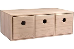 Rayher Cassettiera Mini In Legno con 3 Cassetti, Legno Naturale Non Trattato, 32 x 18 x 11.5 cm, per Piccoli Oggetti, Cancelleria, da Colorare e Decorare, 62909505