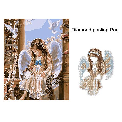 Aihometm Mal-Set 5D Diamant-Bild, nach Zahlen, kreatives Kristall-Malset Angel Girl - 3